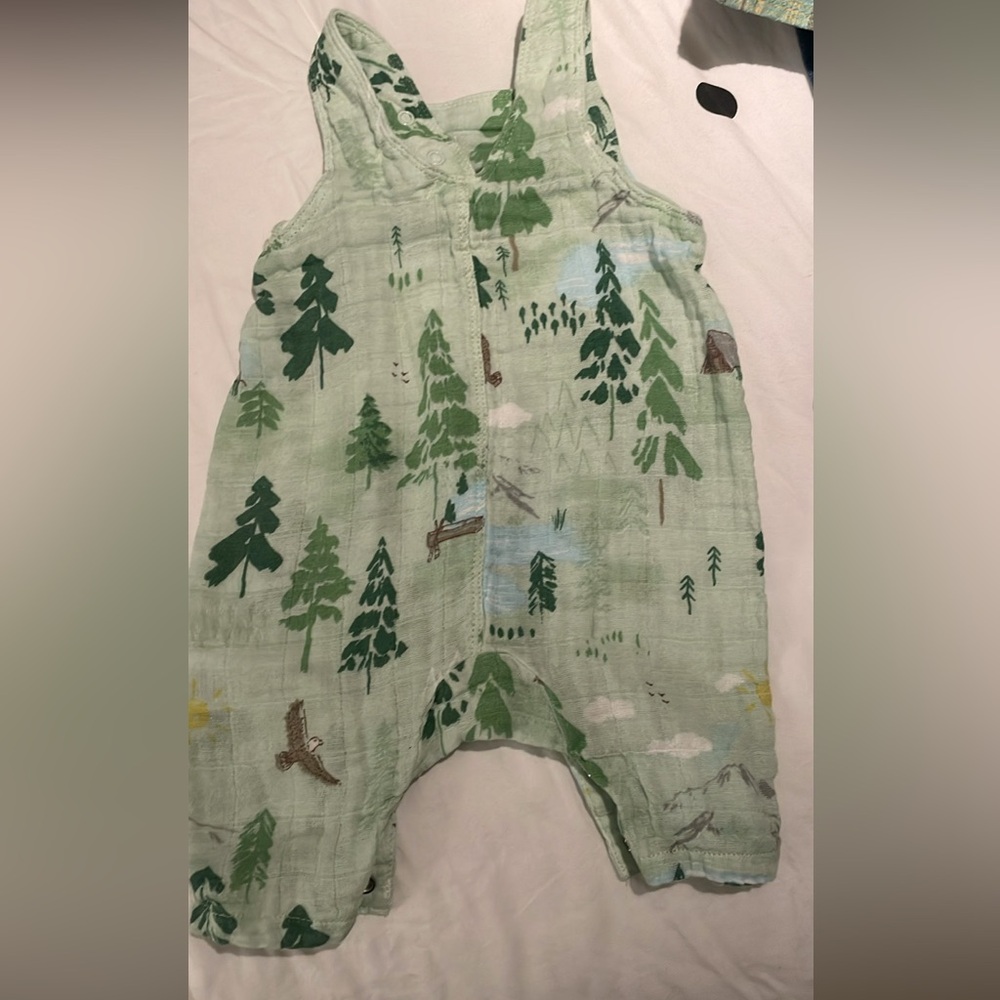 Angel Dear Green Forest Print Bodysuit